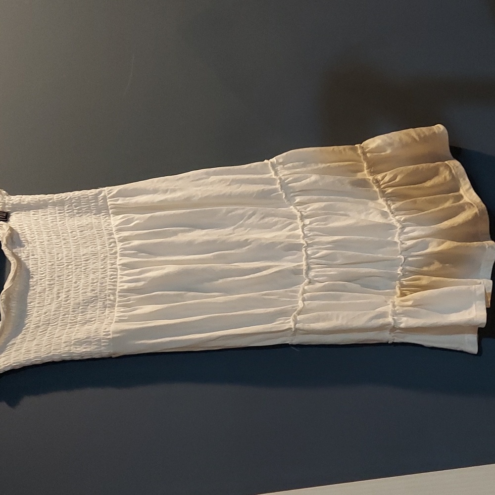 Express‎ Strapless Smocked Tiered White Castlecore Nap Dress Medium